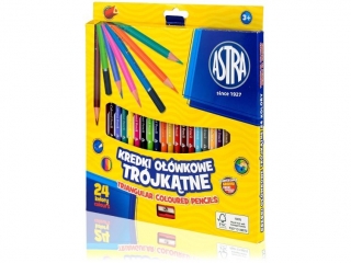 Kredki o��wkowe ASTRA tr�jk�tne 24 kolory