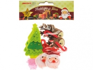 Naklejki z filcu choinki, mikołaj, renifery ilość: 20 szt