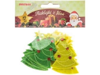 Naklejki z filcu choinki ilo: 12 szt