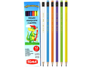 O��wki z gumk� TOMA Z�bozaurus HB, kolorowe mix