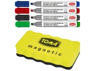 Markery do bia�ych tablic TOMA, ko�c�wka �ci�ta, 4 kolory +
