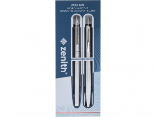 Zestaw ZENITH SILVER - Pi�ro wieczne + D�ugopis automatyczny metalowy w etui