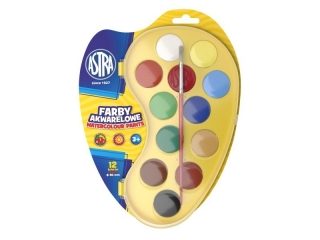 Farby akwarelowe ASTRA 12 kolor�w fi 30 mm - paletka