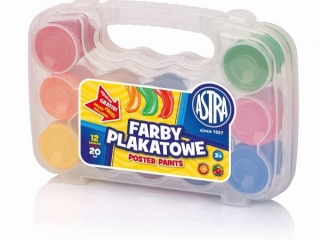 Farby plakatowe ASTRA 12 kolor�w 20 ml - walizka