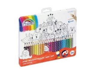 Kredki o��wkowe Fiorello SUPER SOFT24 kolory/met.opak.tr�jk�