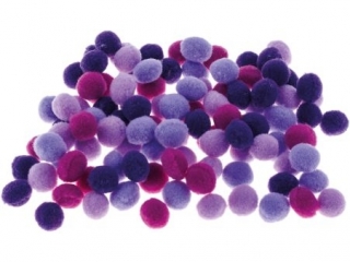 Pompony rozmiar: 10mm ilo: 100 szt  kolor: odcienie fioletowego