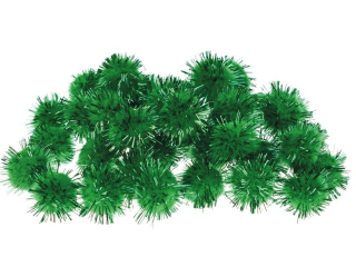 Pompony metalizowane rozmiar: 20mm ilo: 40 szt  kolor: zielony