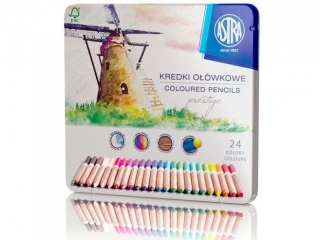 Kredki o��wkowe ASTRA Prestige 24 kolory z drewna cedrowego w metalowym pude�ku