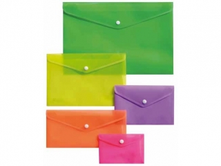 Teczka kopertowa plastikowa na  zatrzask A4 FLUO 5 kolor�w OR-243