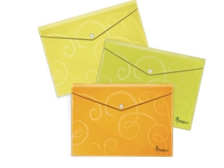 Teczka PP kopertowa A4 na zatrzask BAROCCO - limonka