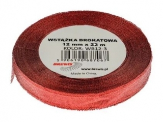 Wstka brokatowa rozmiar: 12mm x 22 m kolor: czerwony