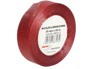 Wstążka brokatowa rozmiar: 25mm x 22 m kolor: czerwony