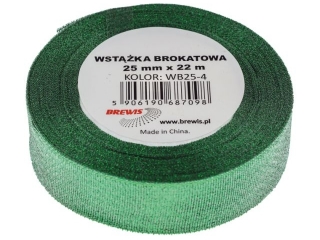 Wstka brokatowa rozmiar: 25mm x 22 m kolor: zielony