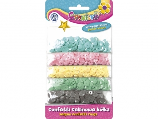 Confetti cekinowe kółka ASTRA na blistrze - mix 5 kolorów pa