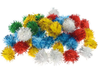 Pompony metalizowane rozmiar: 20mm ilo: 40 szt  kolor: mix