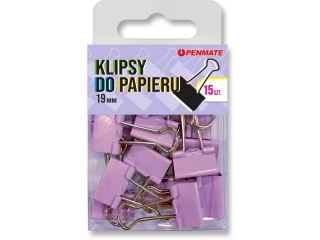 Klipsy do papieru PENMATE 19mm 15szt. Kolor - fio�kowe