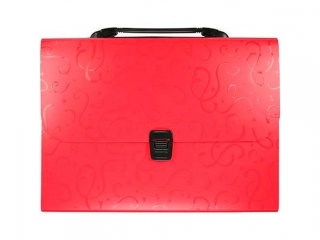 Teczka segreguj�ca PP Titanum A4 z r�czk� 13 przegr�dek czerwona z wzorkami (TW12RE)