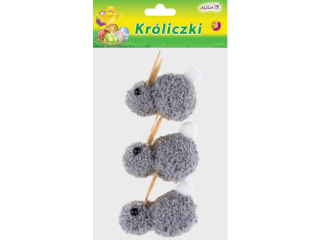 Kr�liczki dekoracyjne WKZ-0376 pluszowe, rozm. 3,5cm, op. 3szt.