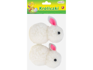 Kr�liczki dekoracyjne WKZ-0383 pluszowe, rozm. 5cm, op. 3szt.