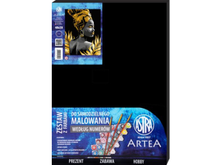 Malowanie po numerach na czarnym płótnie 40x50cm ASTRA ARTEA - Złota muza