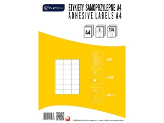 Etykiety samoprzylepne INTERDRUK A4 5 ark. x 21szt Bia�e