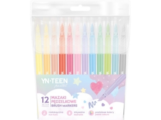 Mazaki p�dzelkowe INTERDRUK 12 kolor�w Pastel