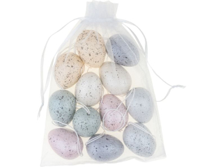 Jajka plastikowe WPJ-0642 kolorowe, z zawieszk�, rozm. 4cm, op. 12szt.