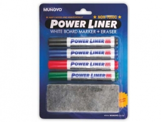 Marker sucho�cieralny MUNGYO  MA-4E komplet 4 kolory z czy�cikiem