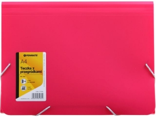 Teczka z 13-ma przegr�dkami PENMATE A4 PP-104 - r�owa