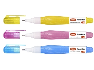 Korektor TOMA w p�ynie Mini, ko�c�wka metalowa 0,2mm 3ml, 3 kolory obudowy - bia�y [opakowanie=12szt]TO-013 bia�y