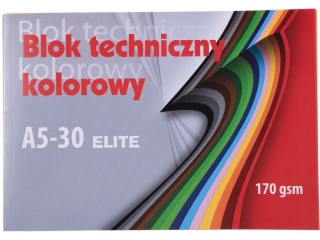 Blok techniczny kolorowy A5 30k. 170g KRESKA Elite