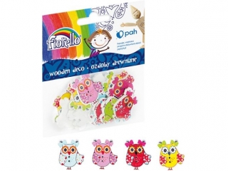 Ozdoby drewniane FIORELLO Guziki Sowy GR-WD605 15 szt. 20x30mm