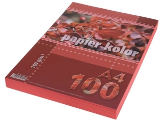 Papier ksero kolorowy A4 100k. 160g KRESKA czerwony