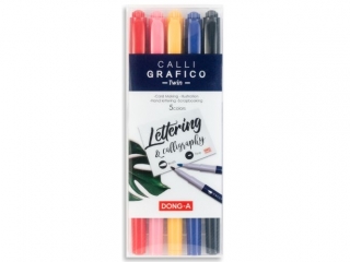 Pisak do kaligrafii dwustronny DONG-A 2 mm/3mm p�dzelek 5 kolor�w