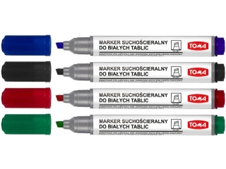 Marker do bia�ych tablic TOMA , ko�c�wka okr�g�a, 4 kolory - mix Etui 4szt TO-267 mix Etui 4szt