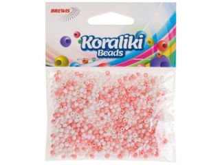 Koraliki akrylowe do nawlekania rozmiar: 3,5 mm waga: 30 g  kolor: bia�o-r�owy