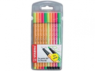 STABILO point 88/Pen 68 etui 10 szt. neon 8868/10-1