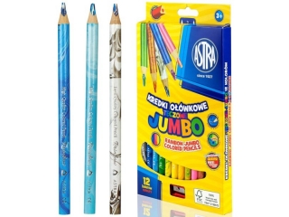Kredki o��wkowe Jumbo tr�jk�tne t�czowe + temper�wka 12 kolo