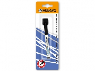 Marker sucho�cieralny MUNGYO mini z czy�cikiem czarny na blistrze