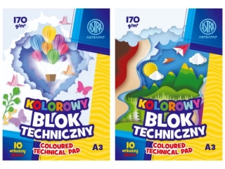 Blok techniczny kolorowy A3 10k. 170g ASTRAPAP