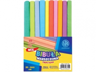 Bibula marszczona ASTRAPAP 25*200 cm, MIX 10 kol. pastelowych, zestaw
