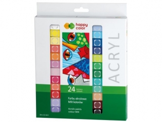 Farba akrylowa hobby, zestaw 24 kolor�w x 12 ml, Happy Color