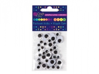 Samoprzylepne ruchome oczka DPCRAFT owalne mix 36szt.
