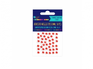 Samoprzylepne ruchome oczka DPCRAFT 8mm czerwone, 36szt