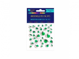 Samoprzylepne ruchome oczka z rz�sami DPCRAFT mix - zielone,