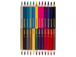 Kredki o��wkowe Astrino okr�g�e jumbo 12=24 kolory w drewnie + temper�wka