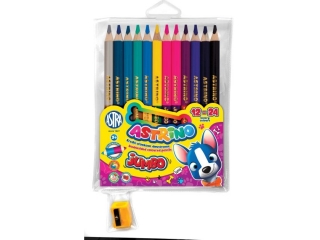 Kredki o��wkowe Astrino okr�g�e jumbo 12=24 kolory w drewnie + temper�wka