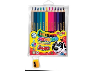 Kredki o��wkowe Astrino okr�g�e jumbo 12=24 kolory w drewnie + temper�wka