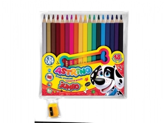 Kredki o��wkowe Astrino okr�g�e jumbo 18 kolor�w w drewnie + temper�wka