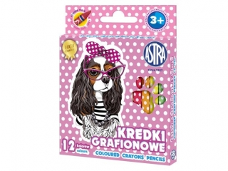 Kredki z glinki kaolinowej ASTRA Pieski 12 kolor�w